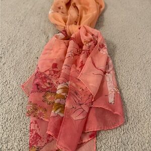 Floral Pink and Orange Scarf